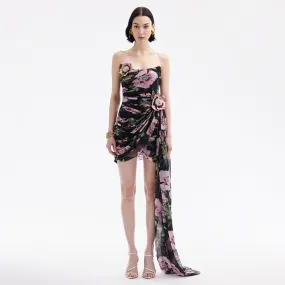3D Embroidered Tube Top Mesh Bodycon Dress