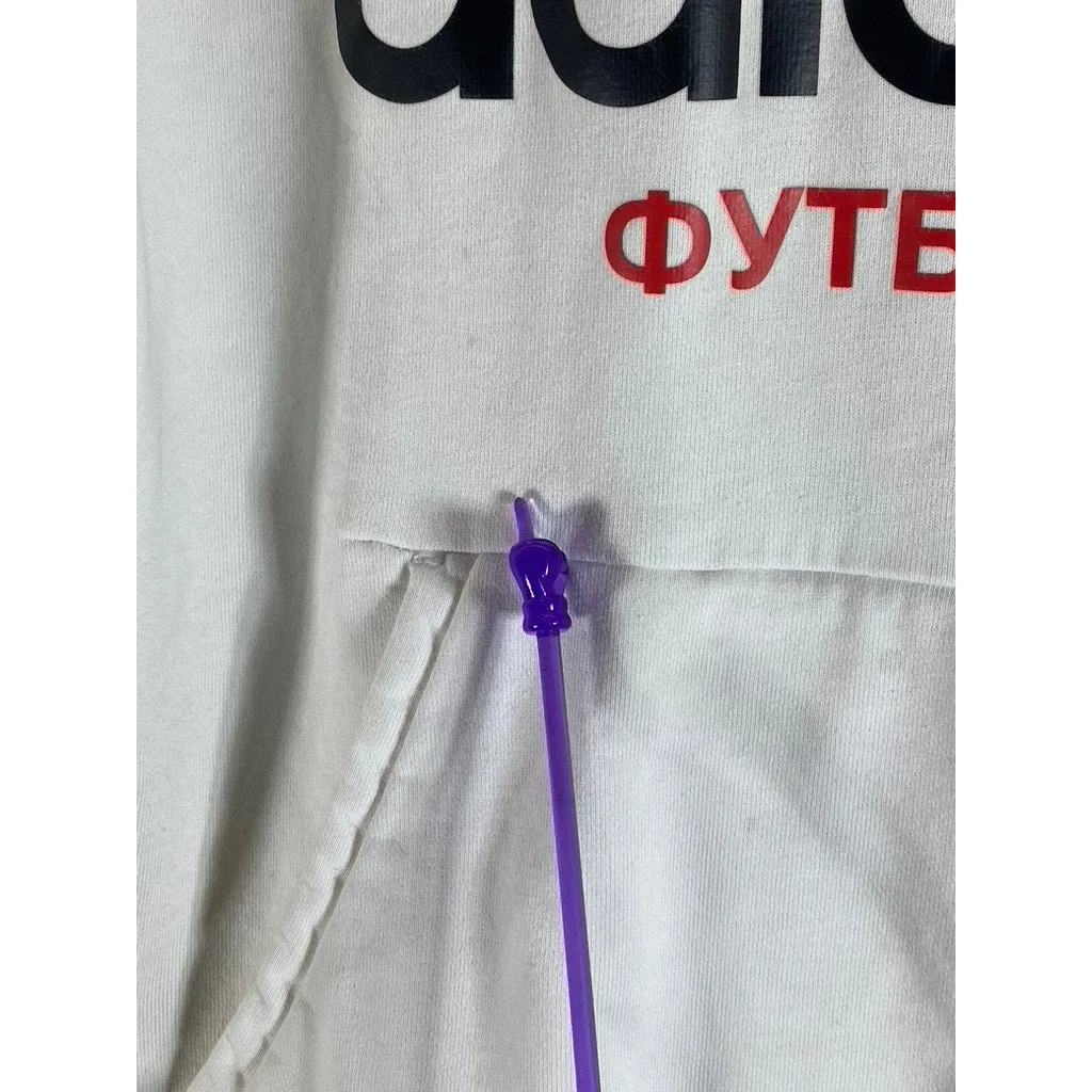 ADIDAS X Gosha Rubchinskiy Men's White Graphic Pullover Hoodie SZ M