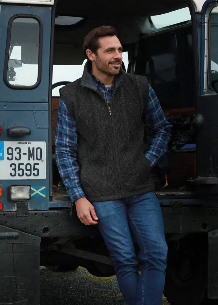 Aran Full Zip Fleece Gilet | Charcoal