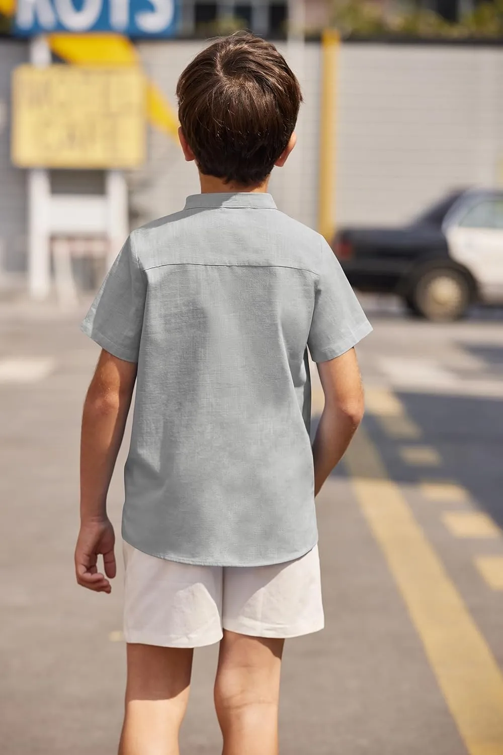 Arshiner Boys Linen Shirt Button Down Henley Short Sleeve T Shirts