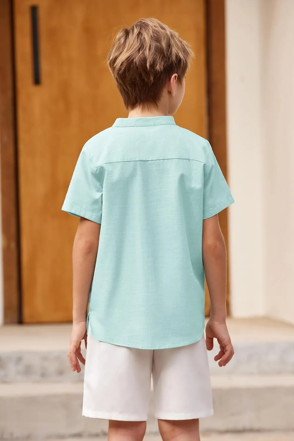 Arshiner Boys Linen Shirt Button Down Henley Short Sleeve T Shirts