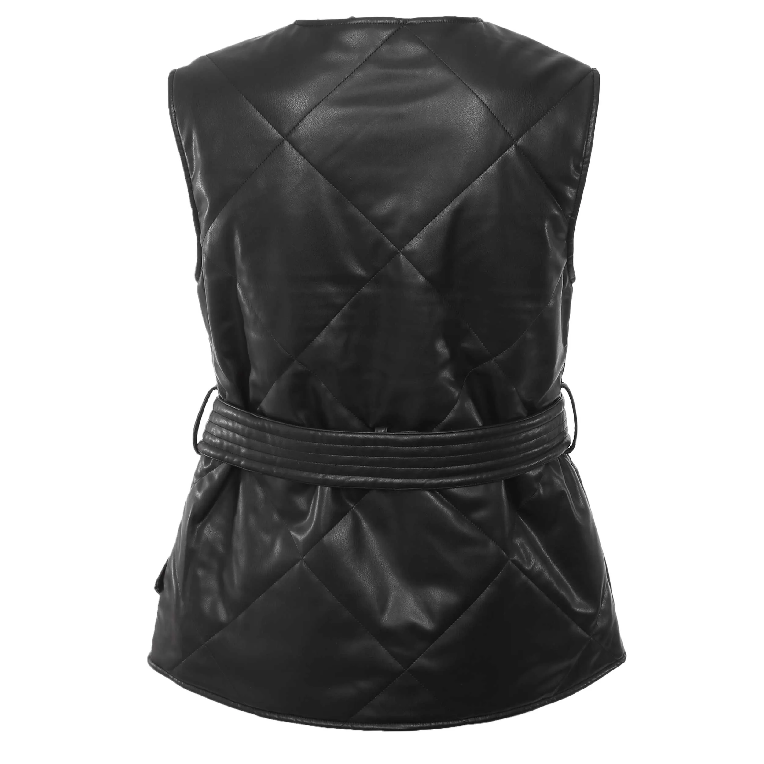 Barbour Rosa Faux Leather Ladies Quilted Gilet in Black