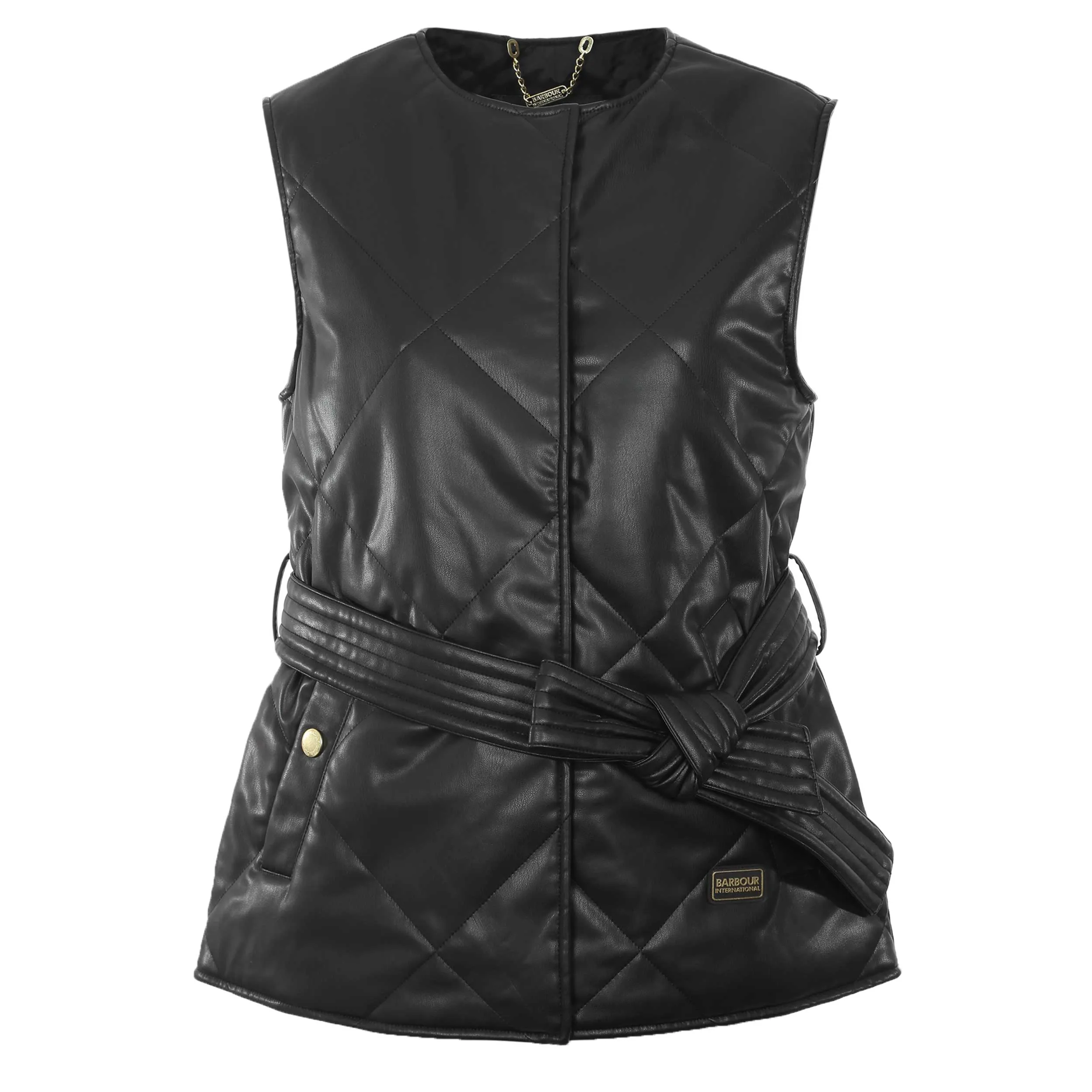 Barbour Rosa Faux Leather Ladies Quilted Gilet in Black