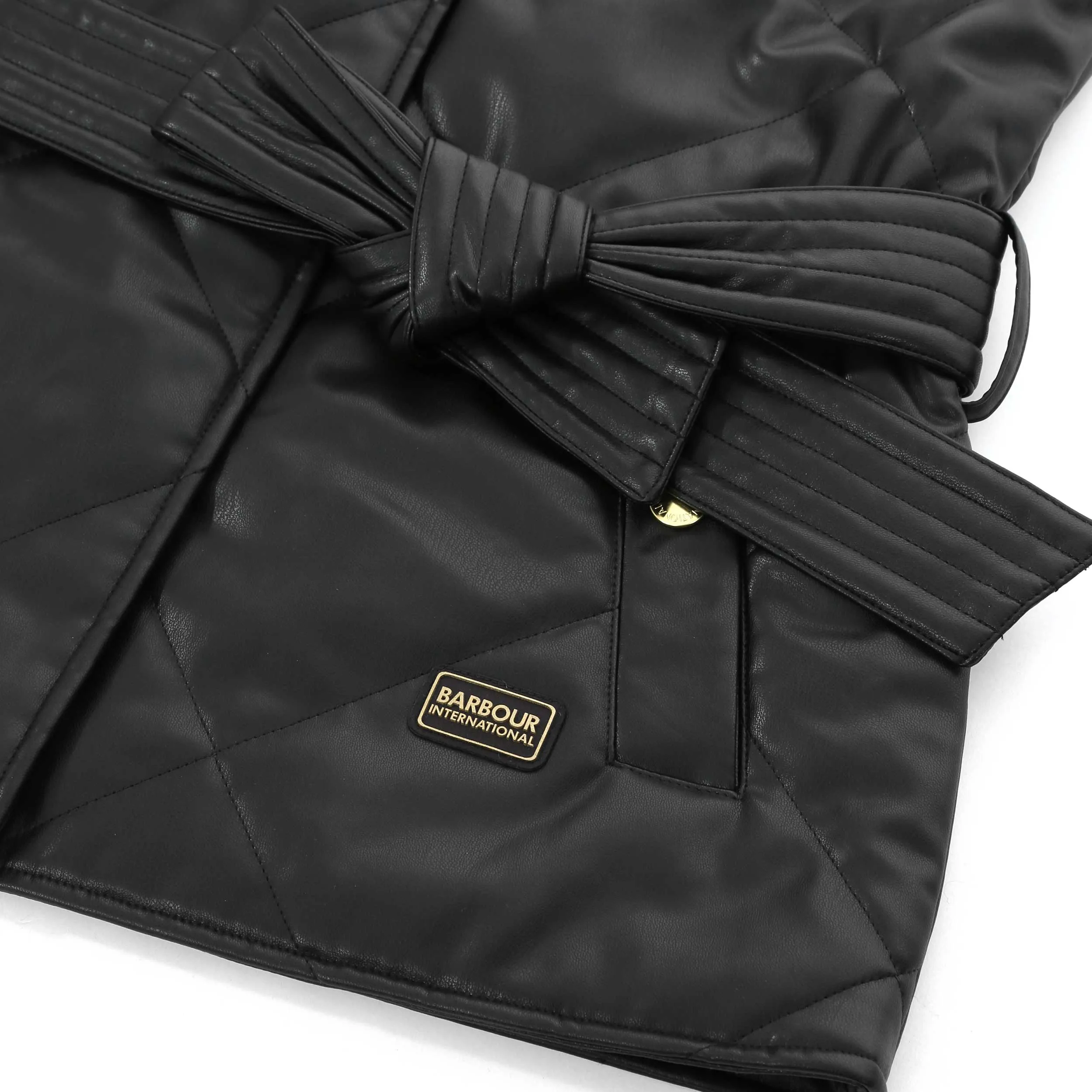 Barbour Rosa Faux Leather Ladies Quilted Gilet in Black
