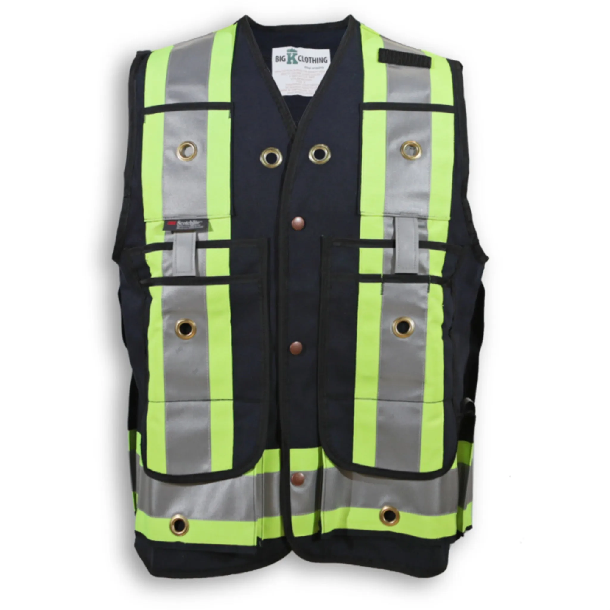 Big K Men's Hi-Vis Surveyor Safety Vest CSA Approved Pocket King with 8 Pockets | 3M Reflective Tape | Durable & Comfortable | Sizes S-5XL