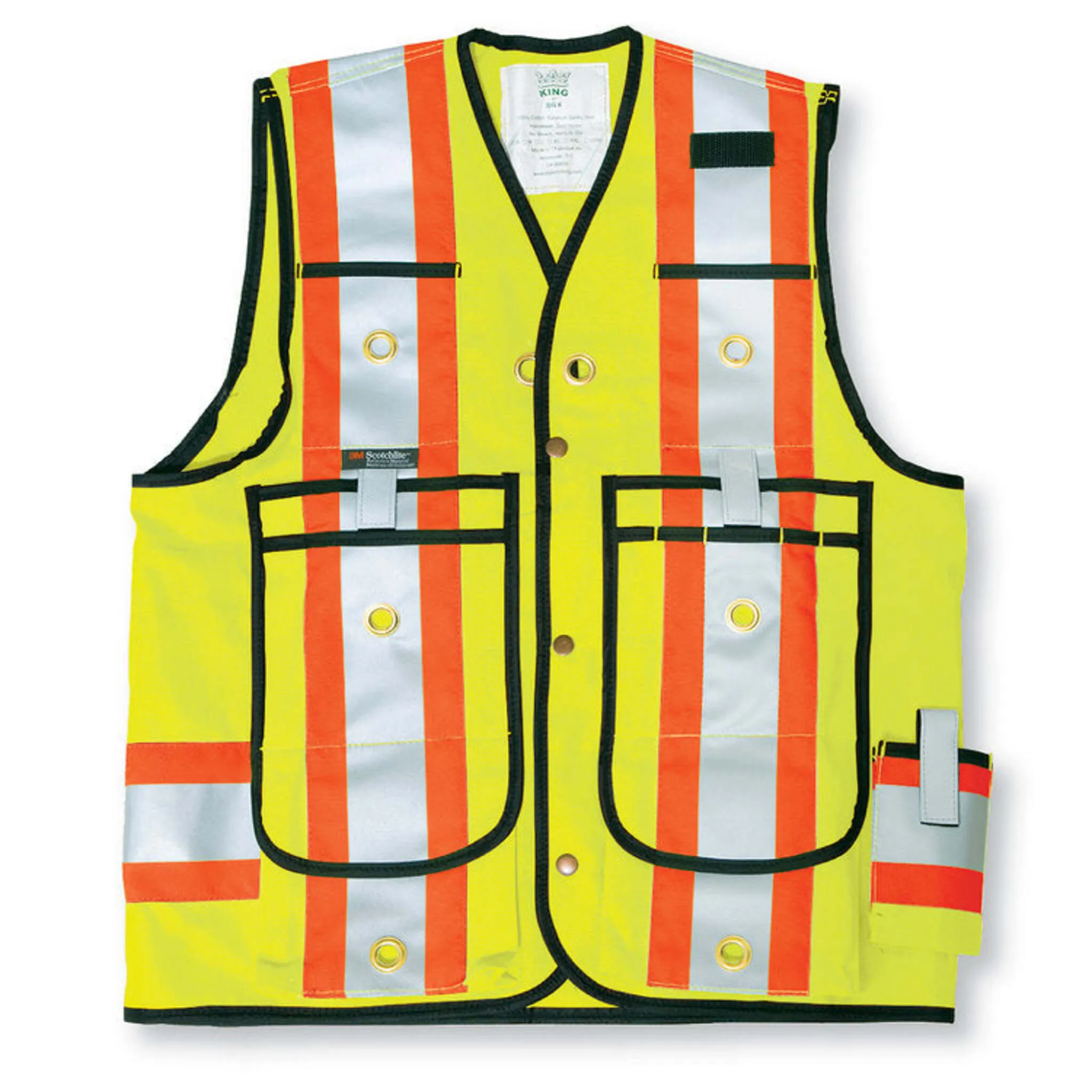 Big K Men's Hi-Vis Surveyor Safety Vest CSA Approved Pocket King with 8 Pockets | 3M Reflective Tape | Durable & Comfortable | Sizes S-5XL