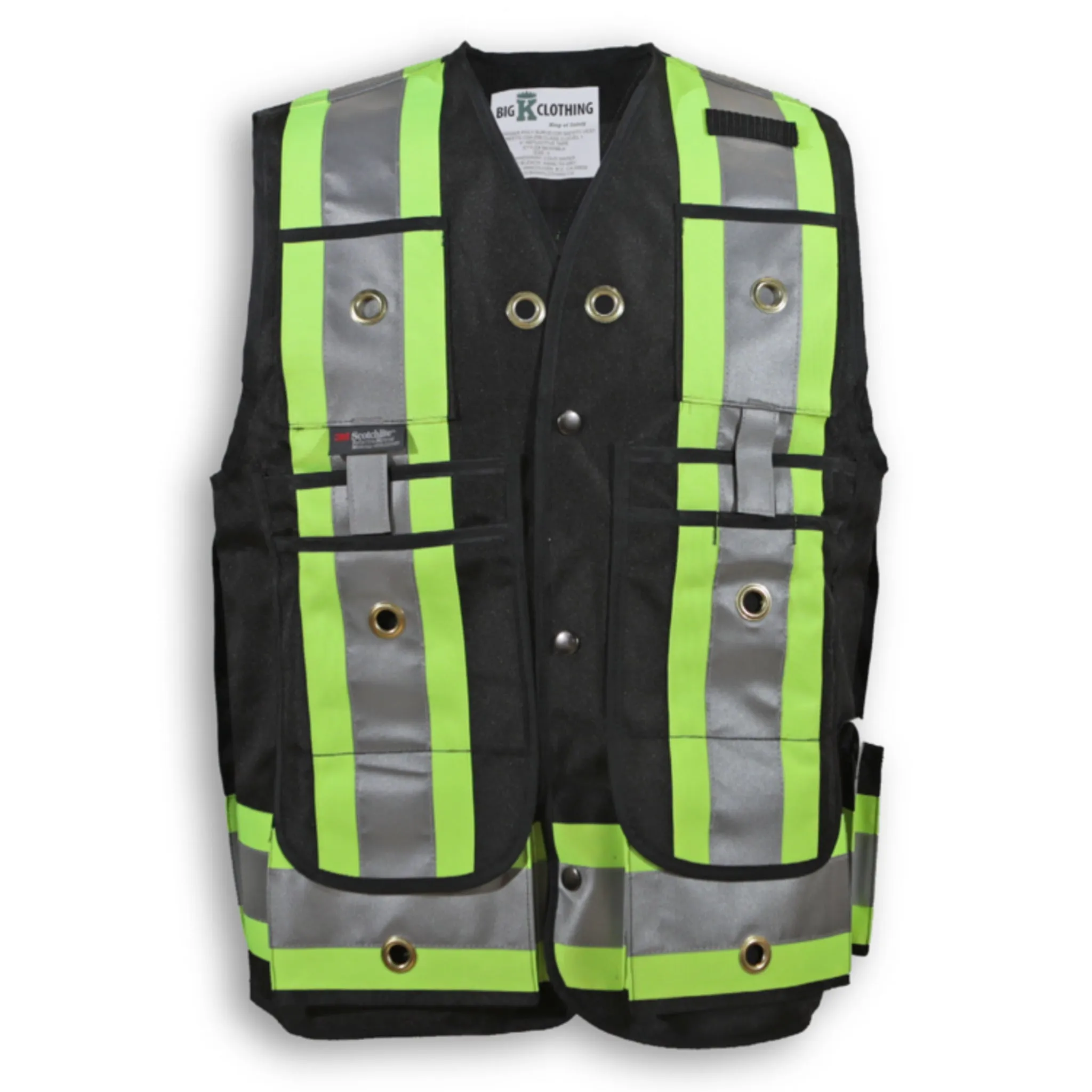 Big K Men's Hi-Vis Surveyor Safety Vest CSA Approved Pocket King with 8 Pockets | 3M Reflective Tape | Durable & Comfortable | Sizes S-5XL