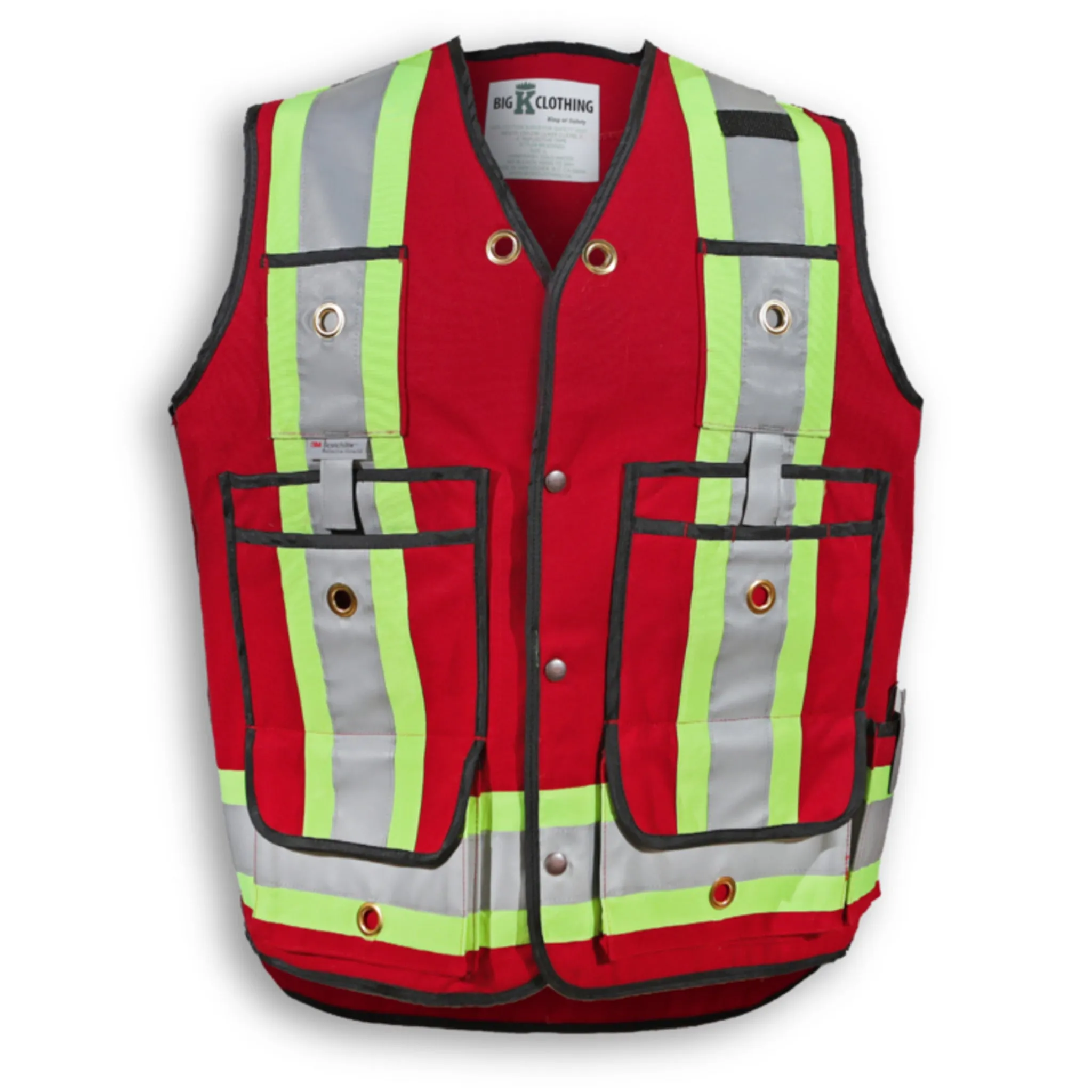 Big K Men's Hi-Vis Surveyor Safety Vest CSA Approved Pocket King with 8 Pockets | 3M Reflective Tape | Durable & Comfortable | Sizes S-5XL