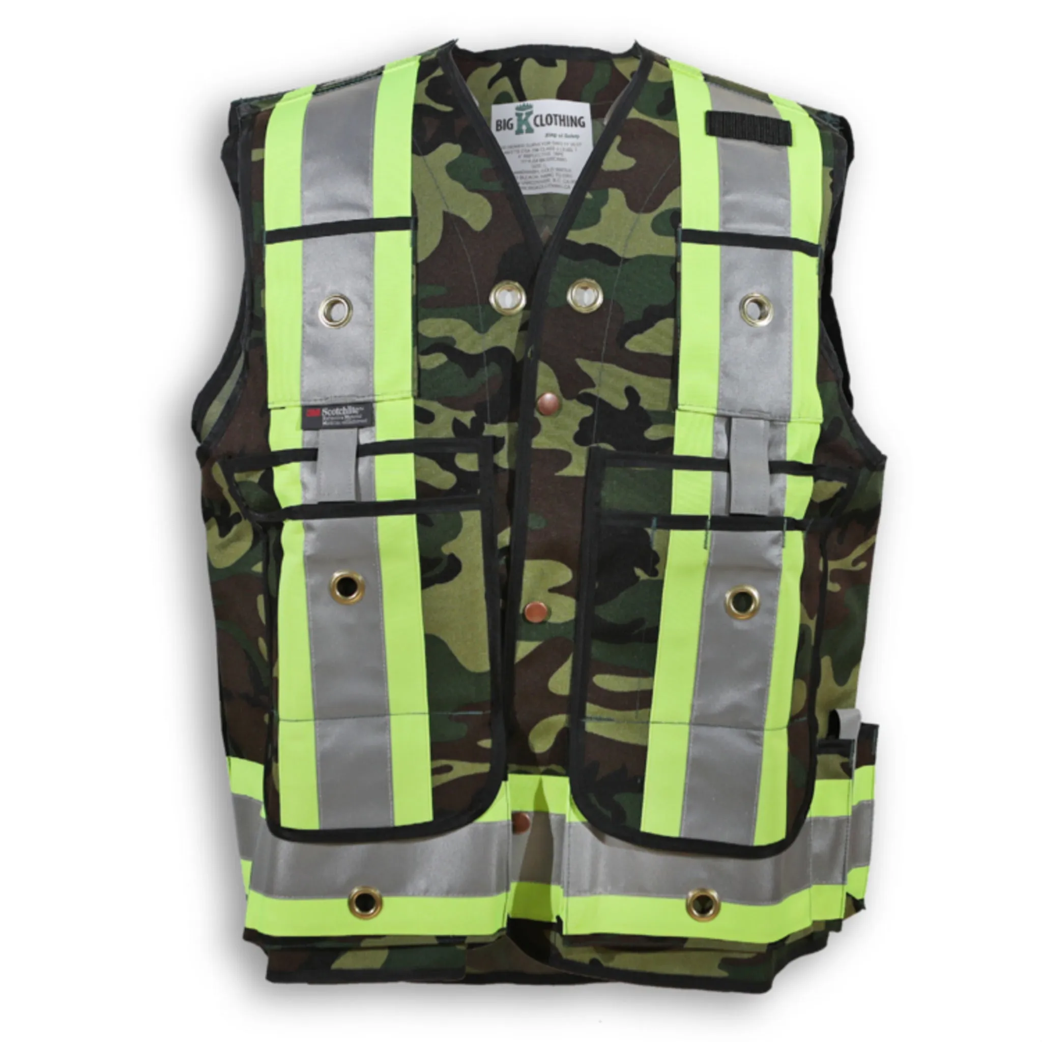 Big K Men's Hi-Vis Surveyor Safety Vest CSA Approved Pocket King with 8 Pockets | 3M Reflective Tape | Durable & Comfortable | Sizes S-5XL