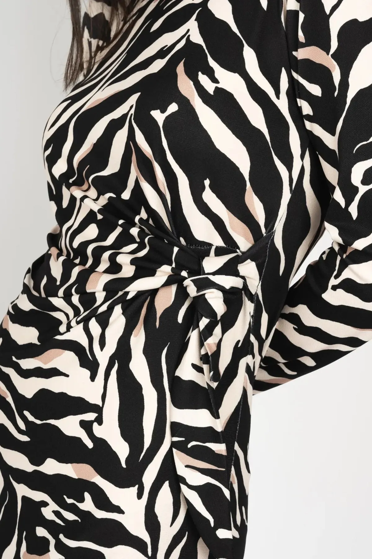 Black & White Zebra Print Kourtney Midi Dress