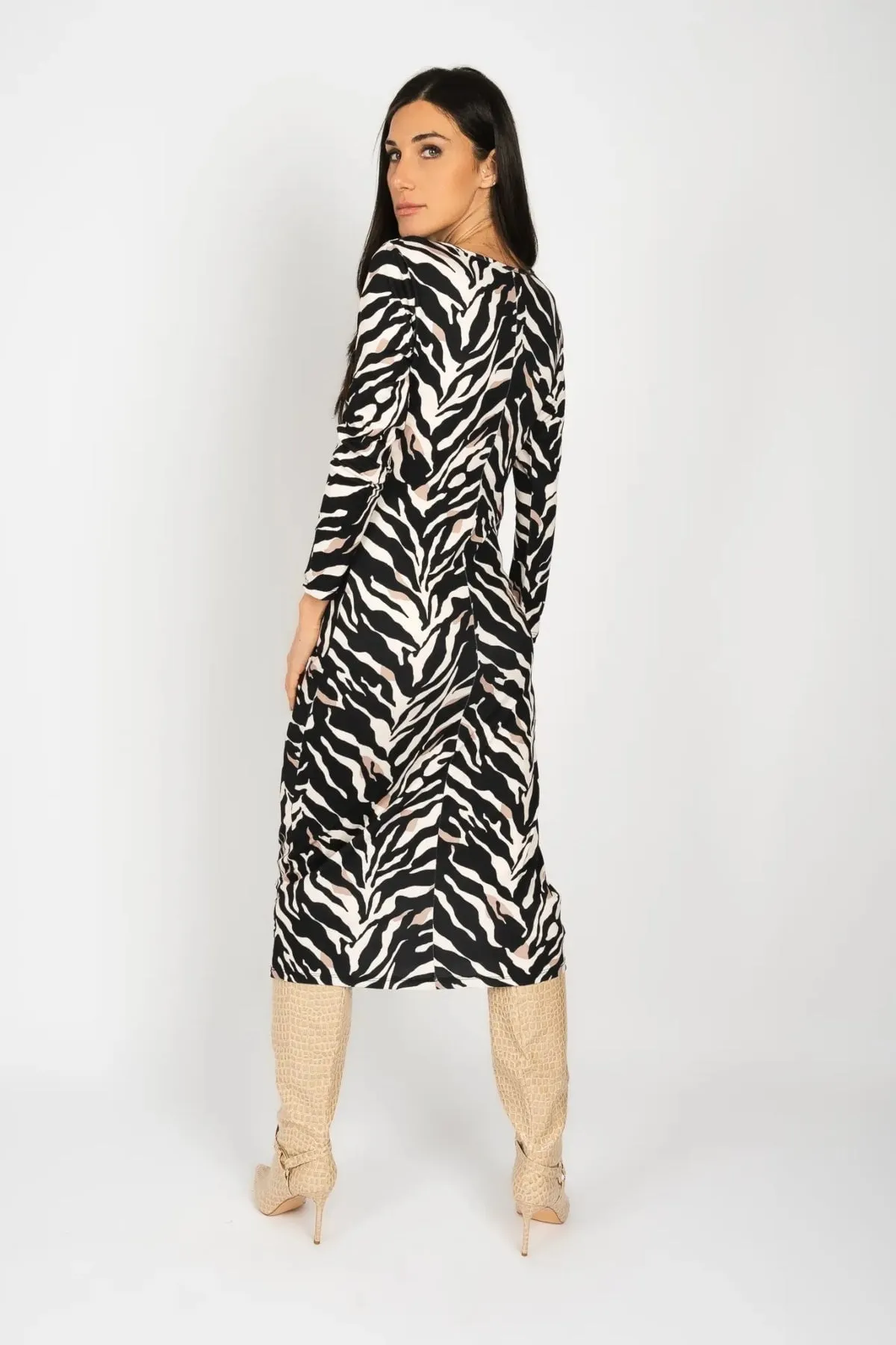 Black & White Zebra Print Kourtney Midi Dress