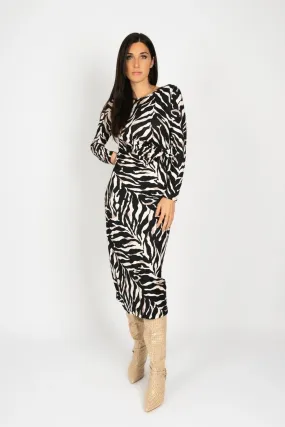 Black & White Zebra Print Kourtney Midi Dress