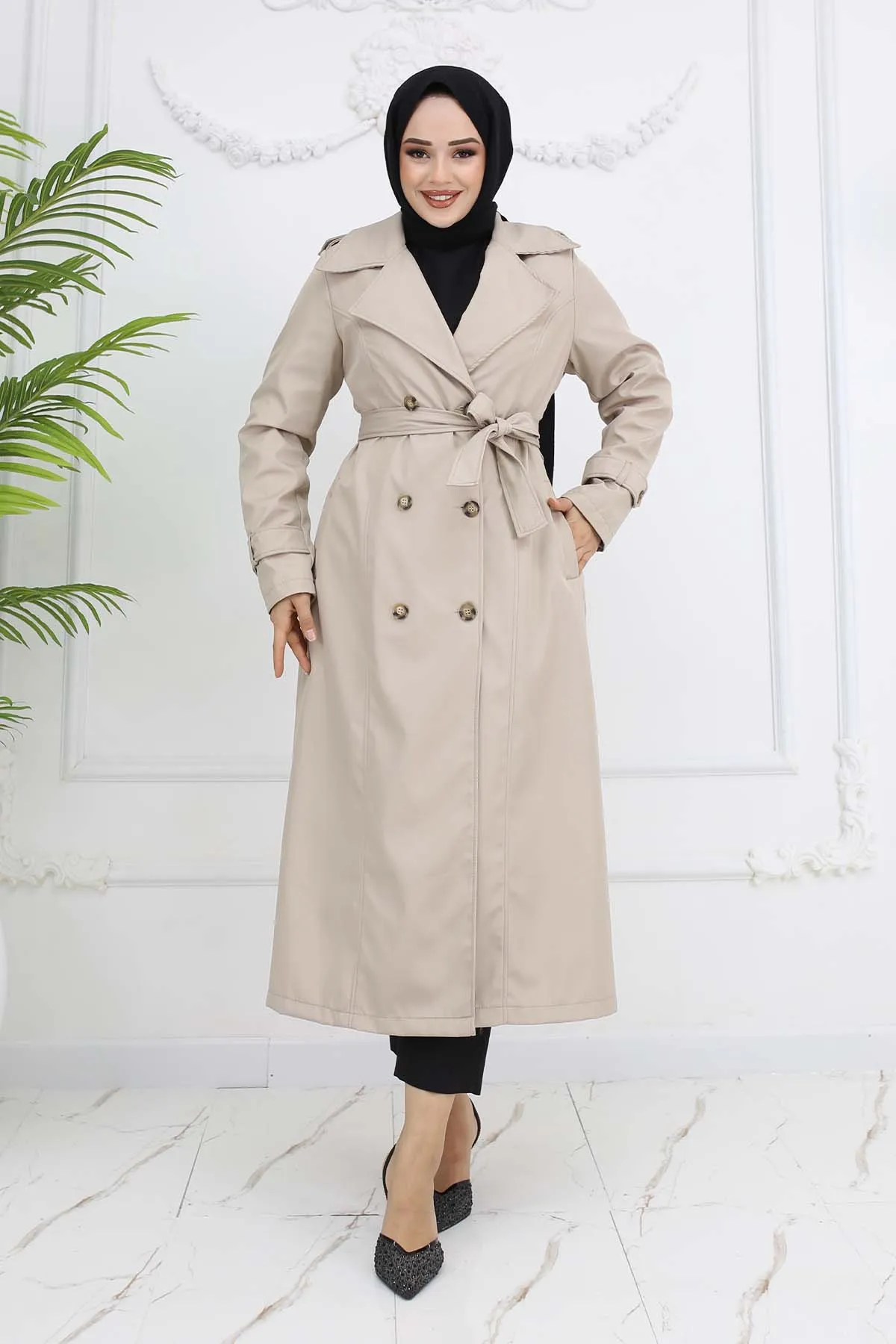 BNG Women Button Detailed Trench Coat Stone Color 1251 - Portland