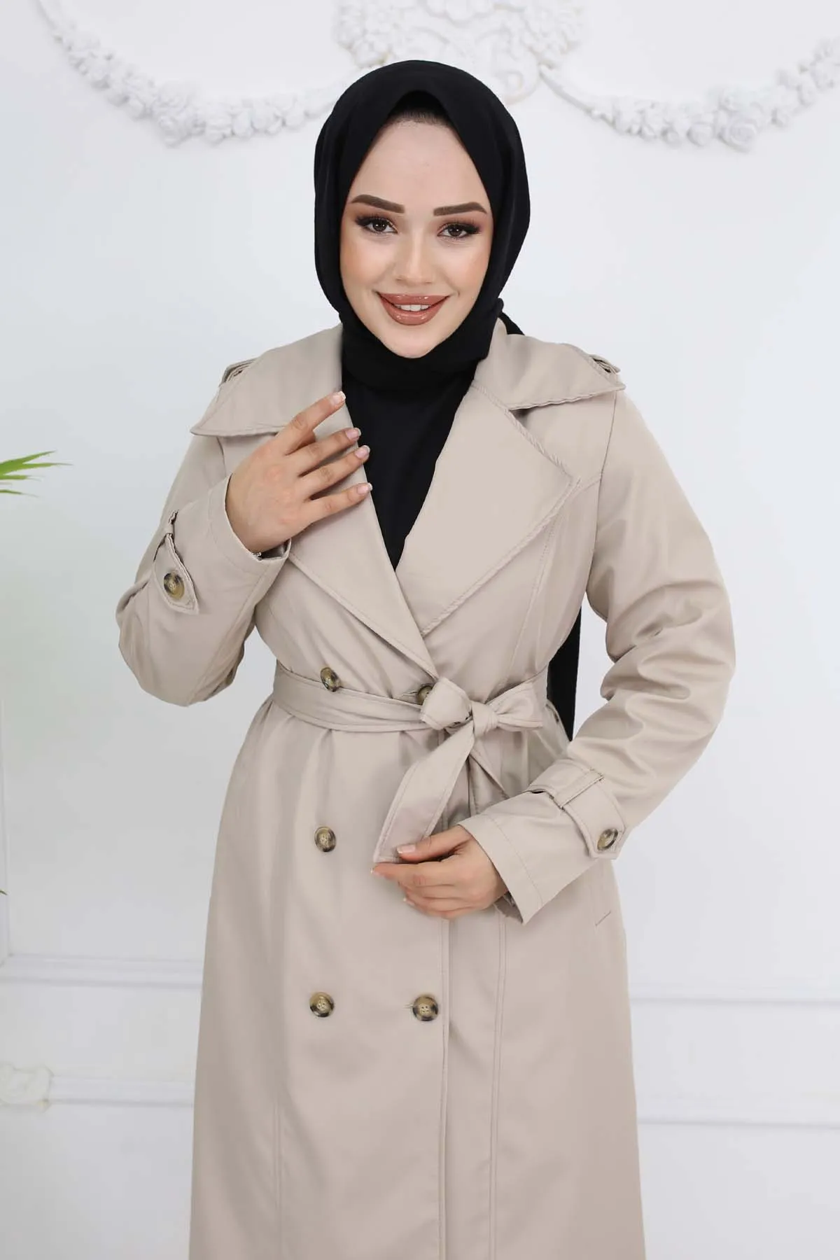 BNG Women Button Detailed Trench Coat Stone Color 1251 - Portland
