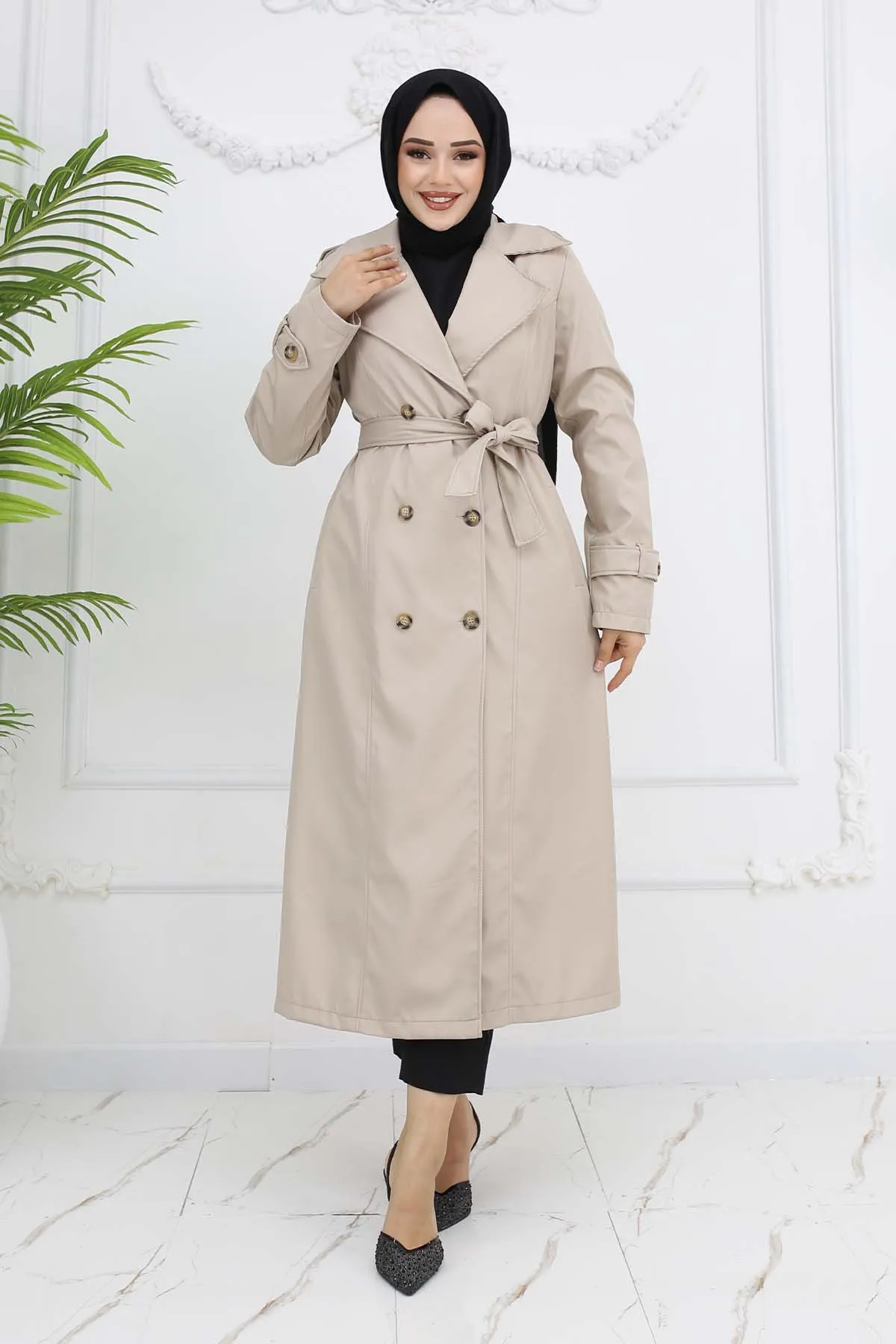 BNG Women Button Detailed Trench Coat Stone Color 1251 - Portland