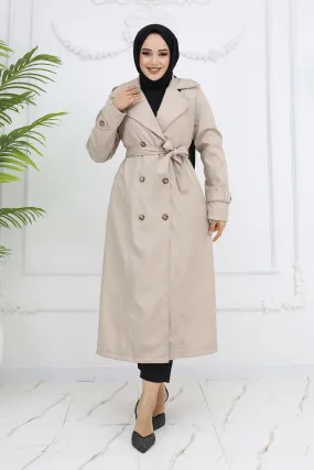 BNG Women Button Detailed Trench Coat Stone Color 1251 - Portland