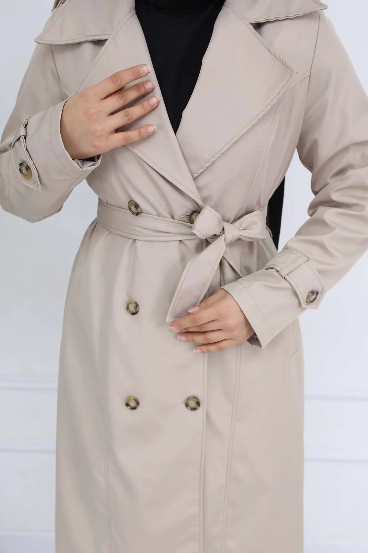 BNG Women Button Detailed Trench Coat Stone Color 1251 - Portland