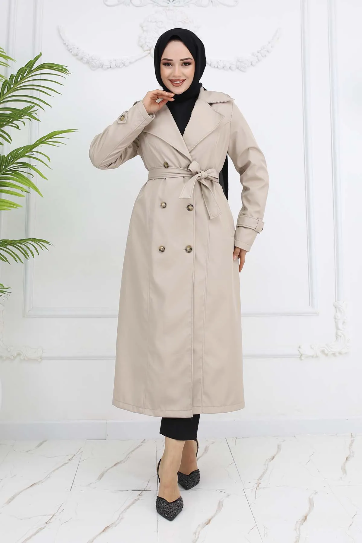 BNG Women Button Detailed Trench Coat Stone Color 1251 - Portland