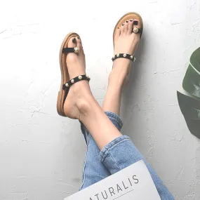 BOOPDO DESIGN BEACH SANDALS WITH PEARL EMBELLISHED STRAPS