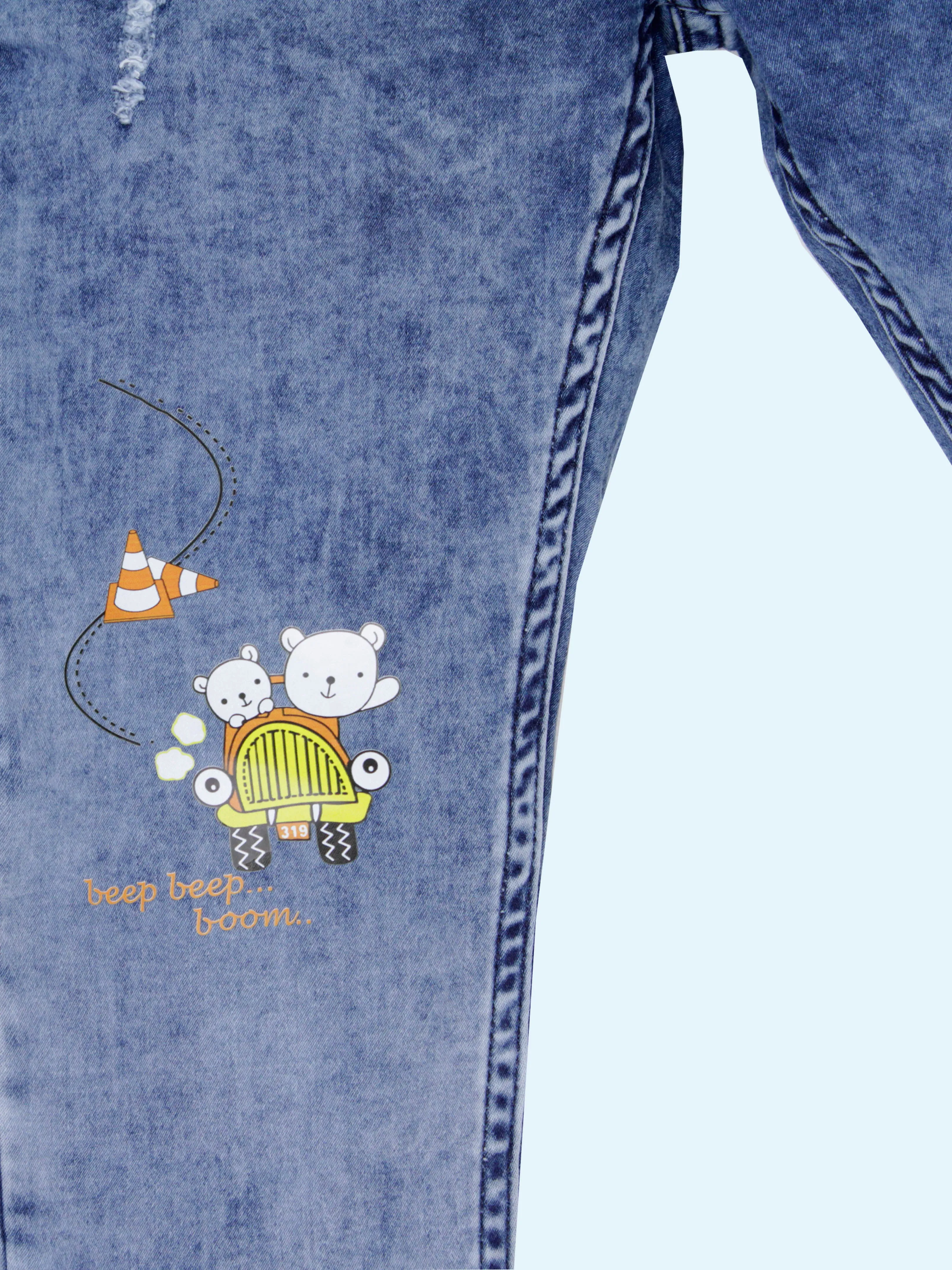 Boys Printed Jogger Denim Pant