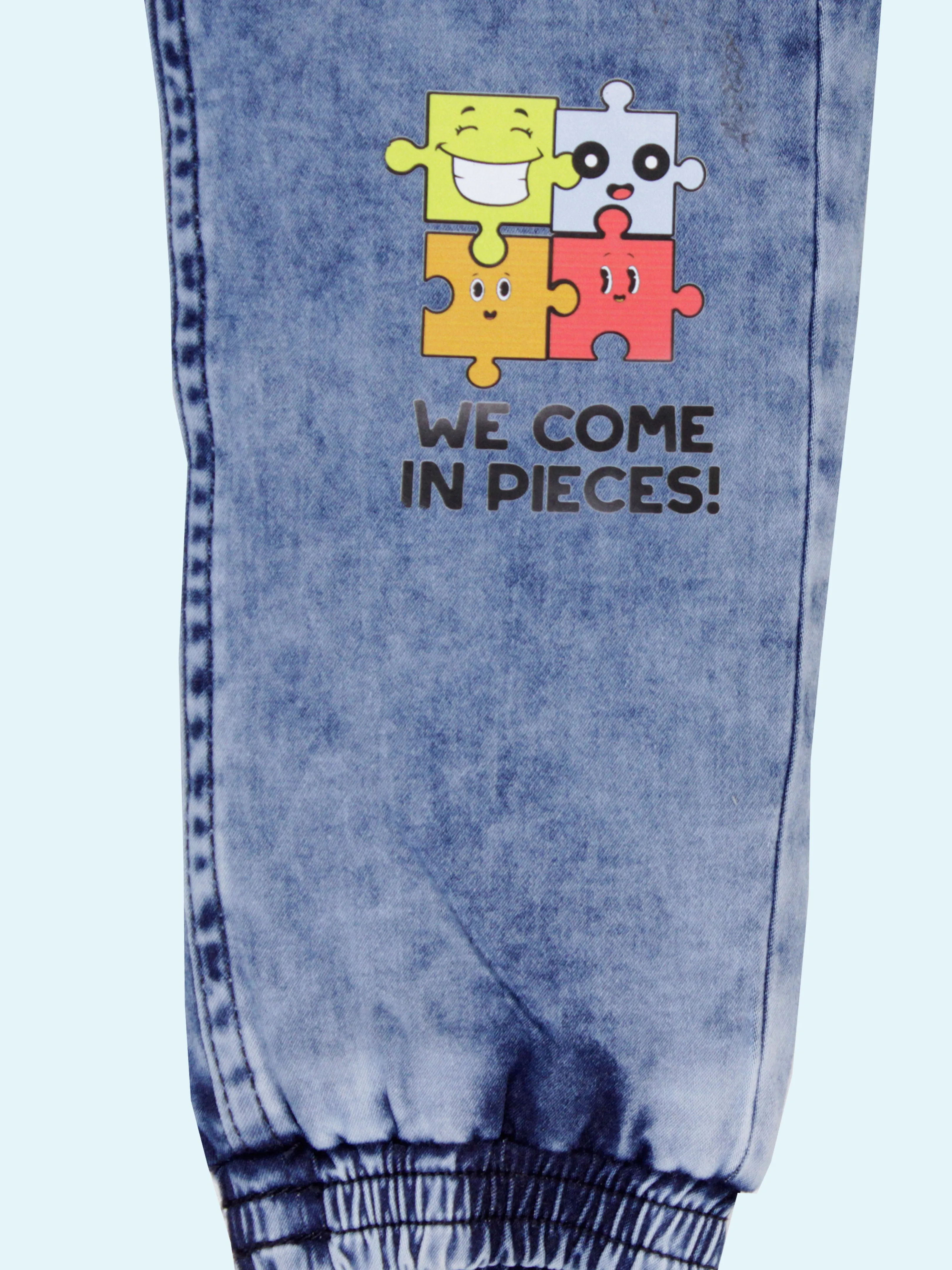Boys Printed Jogger Denim Pant