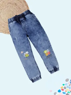 Boys Printed Jogger Denim Pant