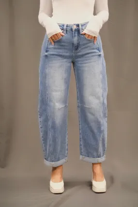 Bri Medium Wash Barrel Jean
