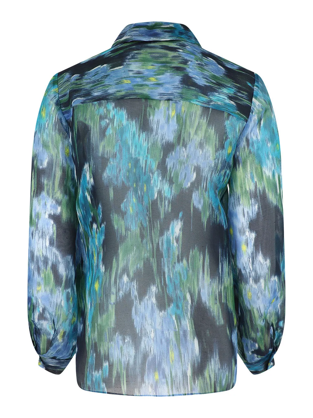 Carolina Herrera Puff Sleeve Button Down Top in Midnight Multi