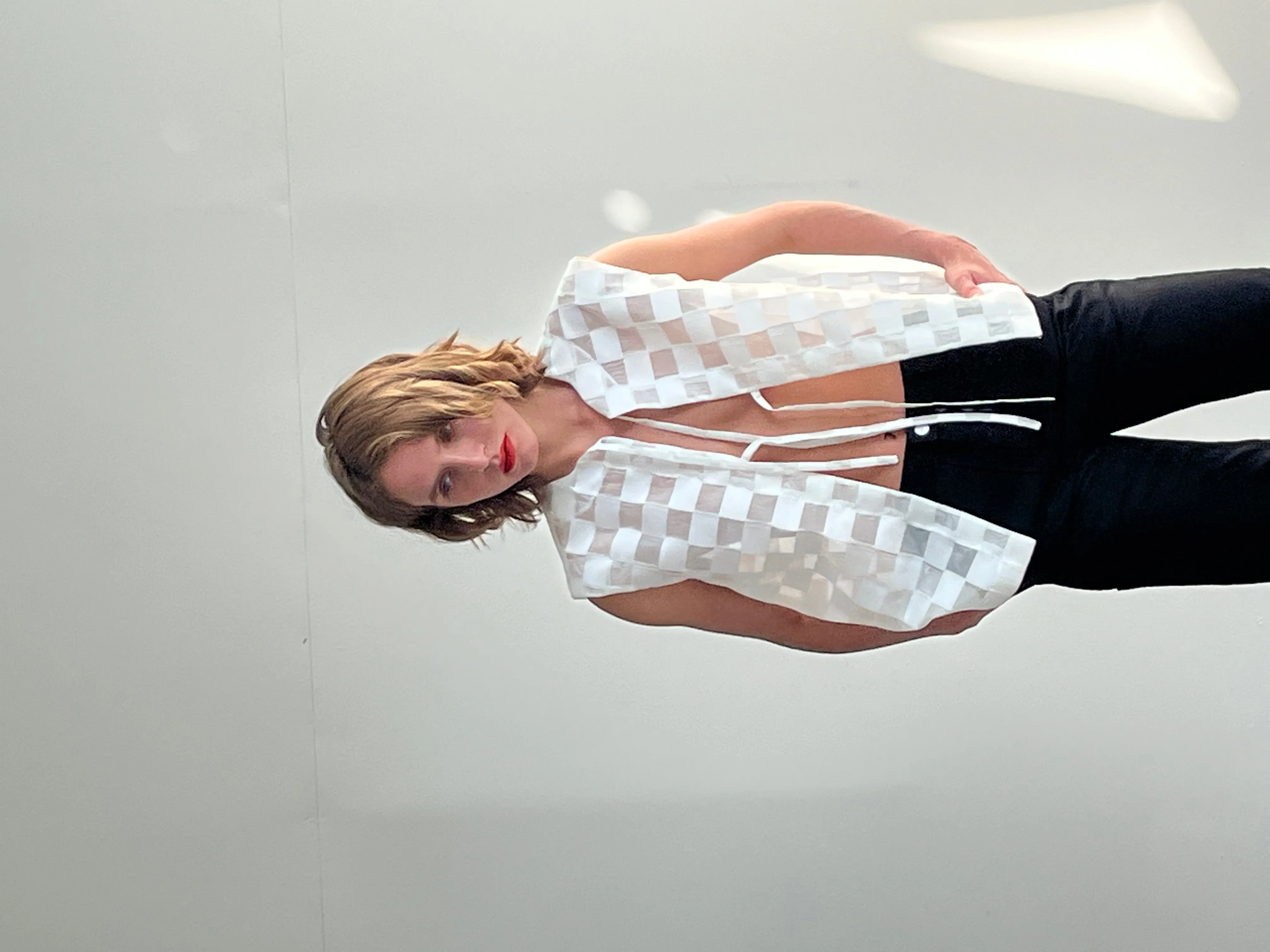 CHECKED VEST — WHITE