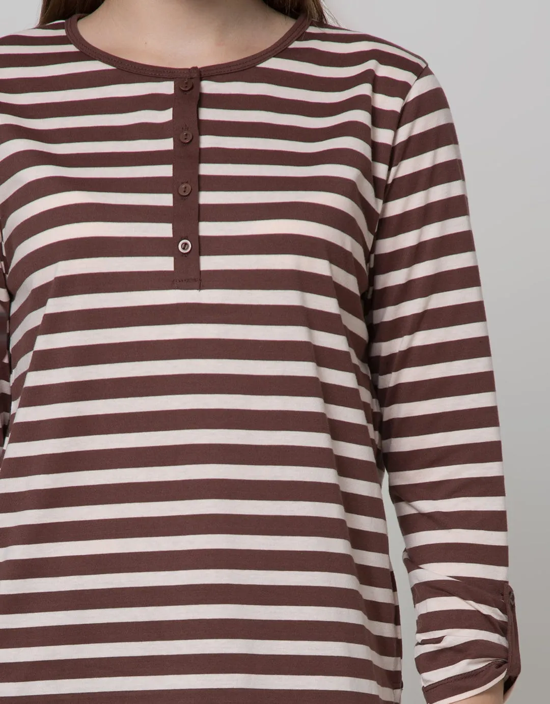 Connexion Henley Stripe Kaos Wanita