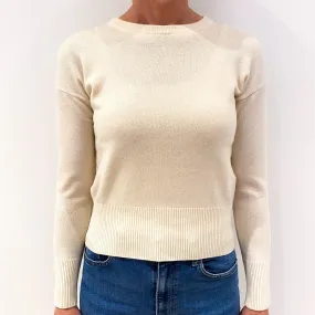 Cream Cashmere Cropped Crew Neck Jumper Small