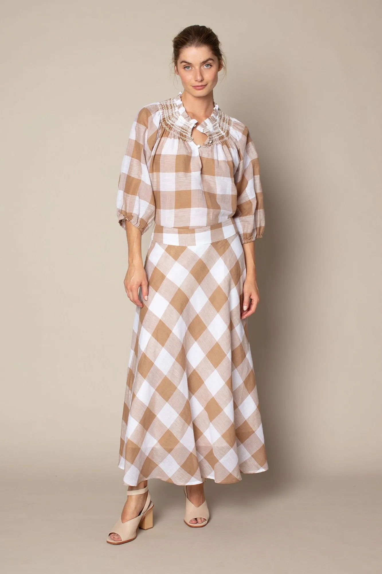 Echelon Skirt in Caramello Check