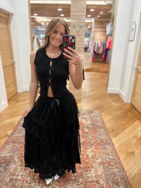 Everly Lace Black Maxi Skirt