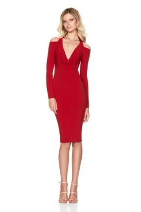 Girl Talk Cowl Dress in Red by Nookie