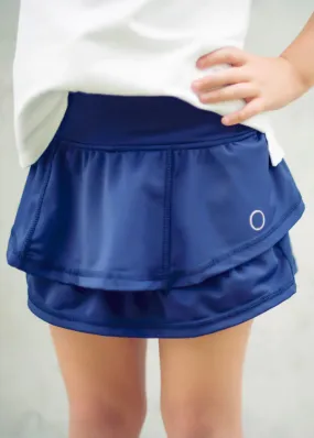 Girls Ruffle Solid Skirt Navy