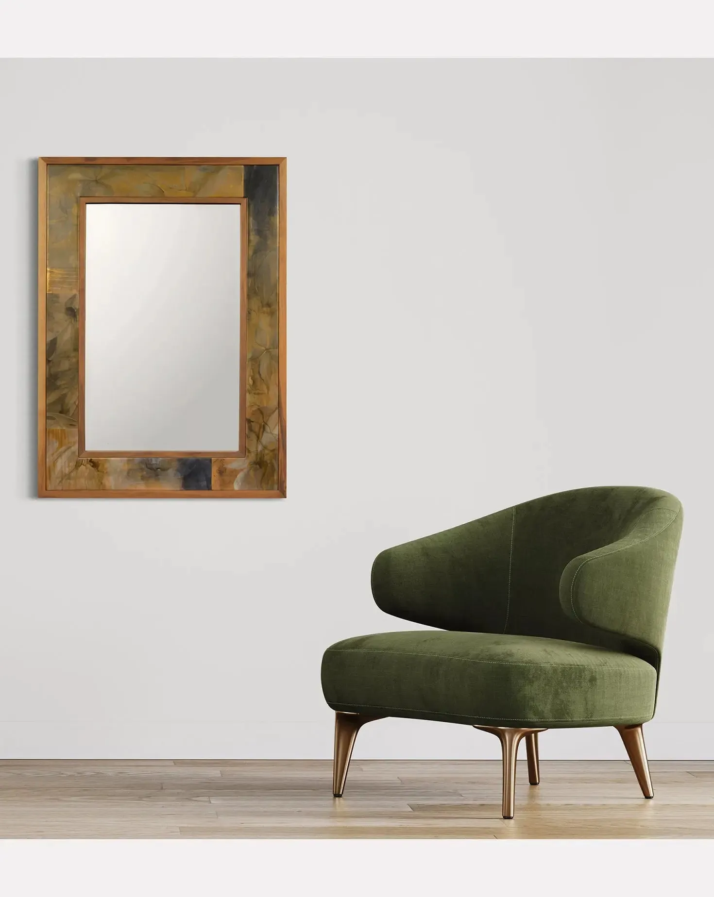Grandeur Leather Marquetry Mirror