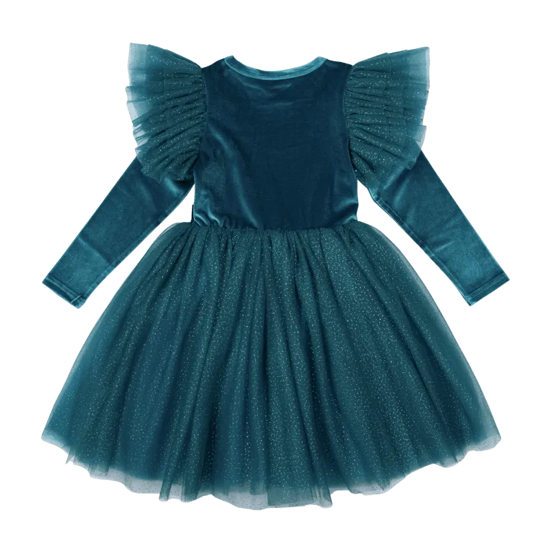 Green Velvet Sparkle Party Dress