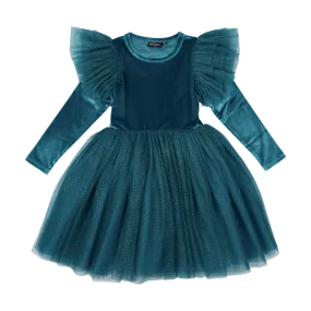 Green Velvet Sparkle Party Dress