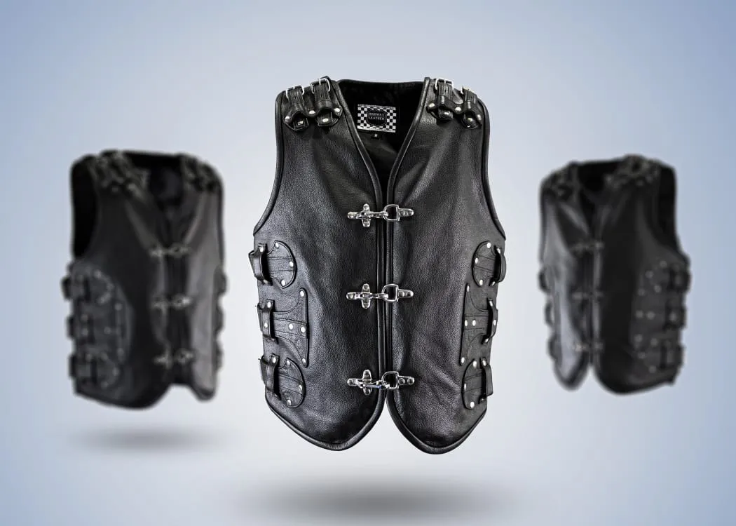 Highway Leather Heavy Metal Rocker Biker Waistcoat Motorcycle Vest