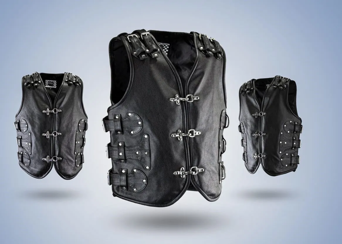 Highway Leather Heavy Metal Rocker Biker Waistcoat Motorcycle Vest