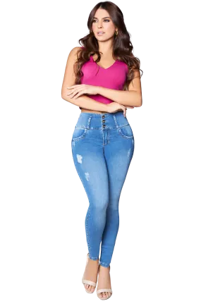 Jackie London Jeans 2307 - High Rise Skinny Push-Up Distressed Jeans