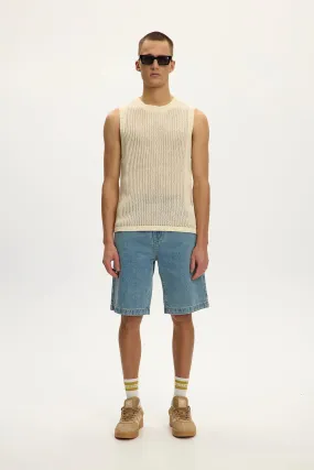 Knitted Sleeveless Vest - Cream