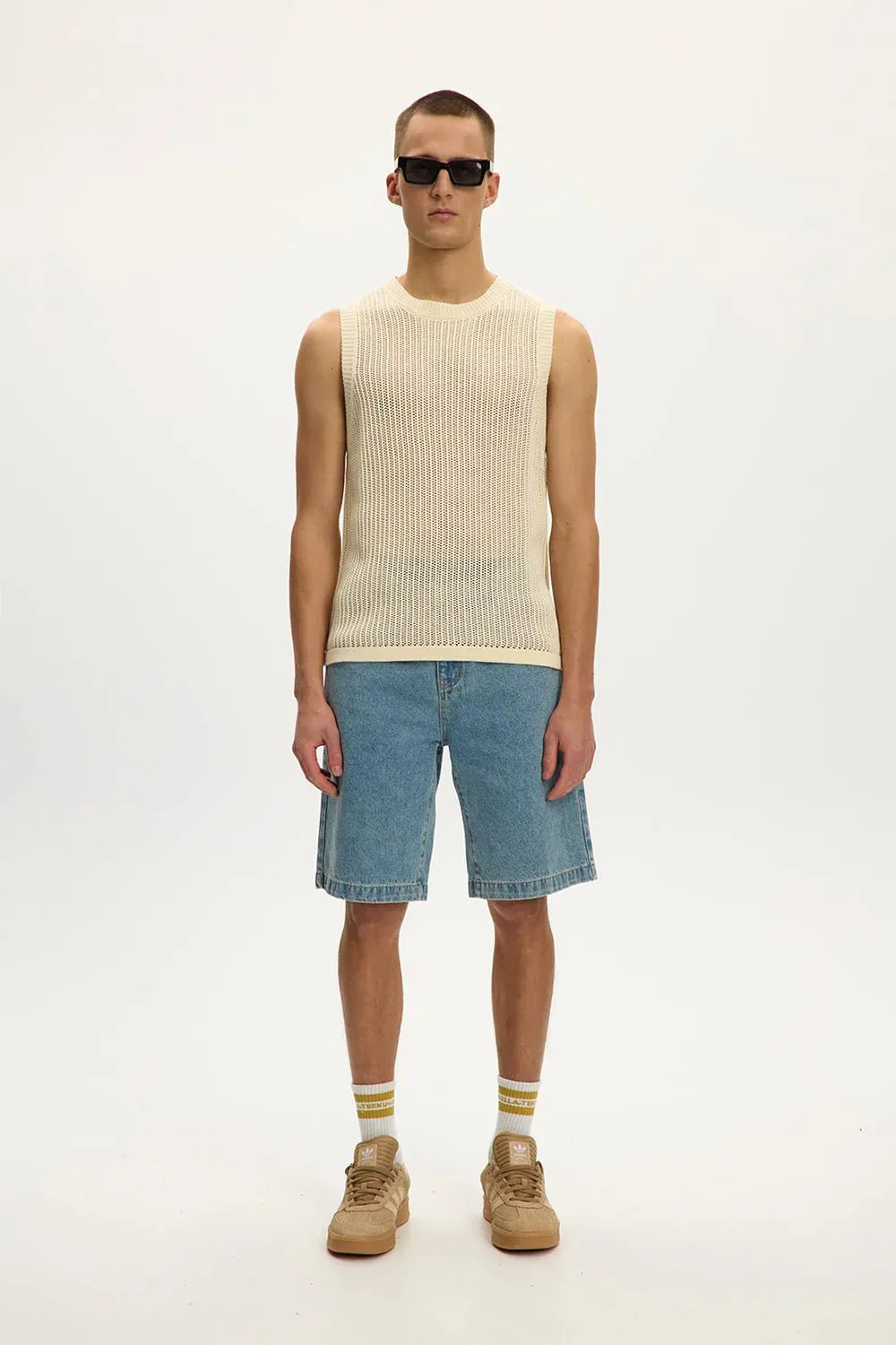 Knitted Sleeveless Vest - Cream