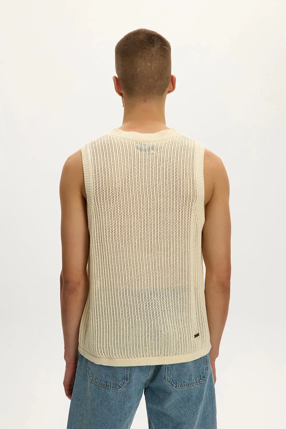 Knitted Sleeveless Vest - Cream