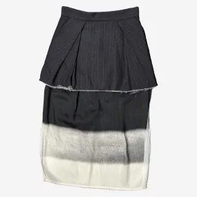 Maison Margiela black and white pinstripe silk Trompe l'oeil layered skirt