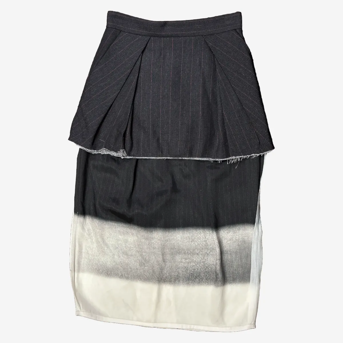 Maison Margiela black and white pinstripe silk Trompe l'oeil layered skirt
