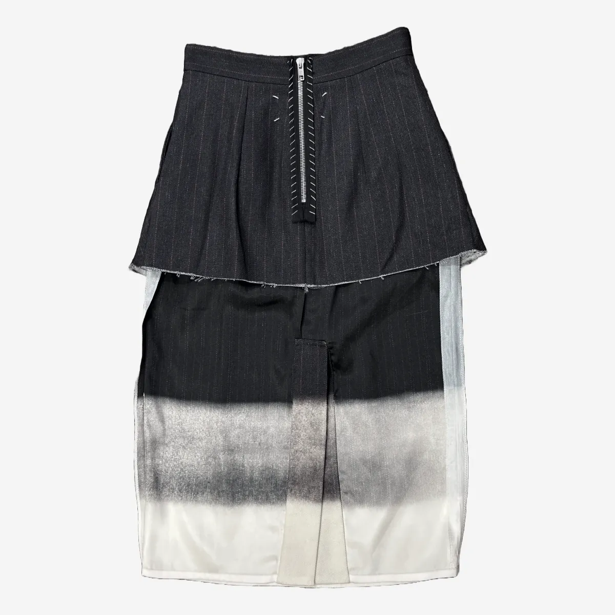 Maison Margiela black and white pinstripe silk Trompe l'oeil layered skirt