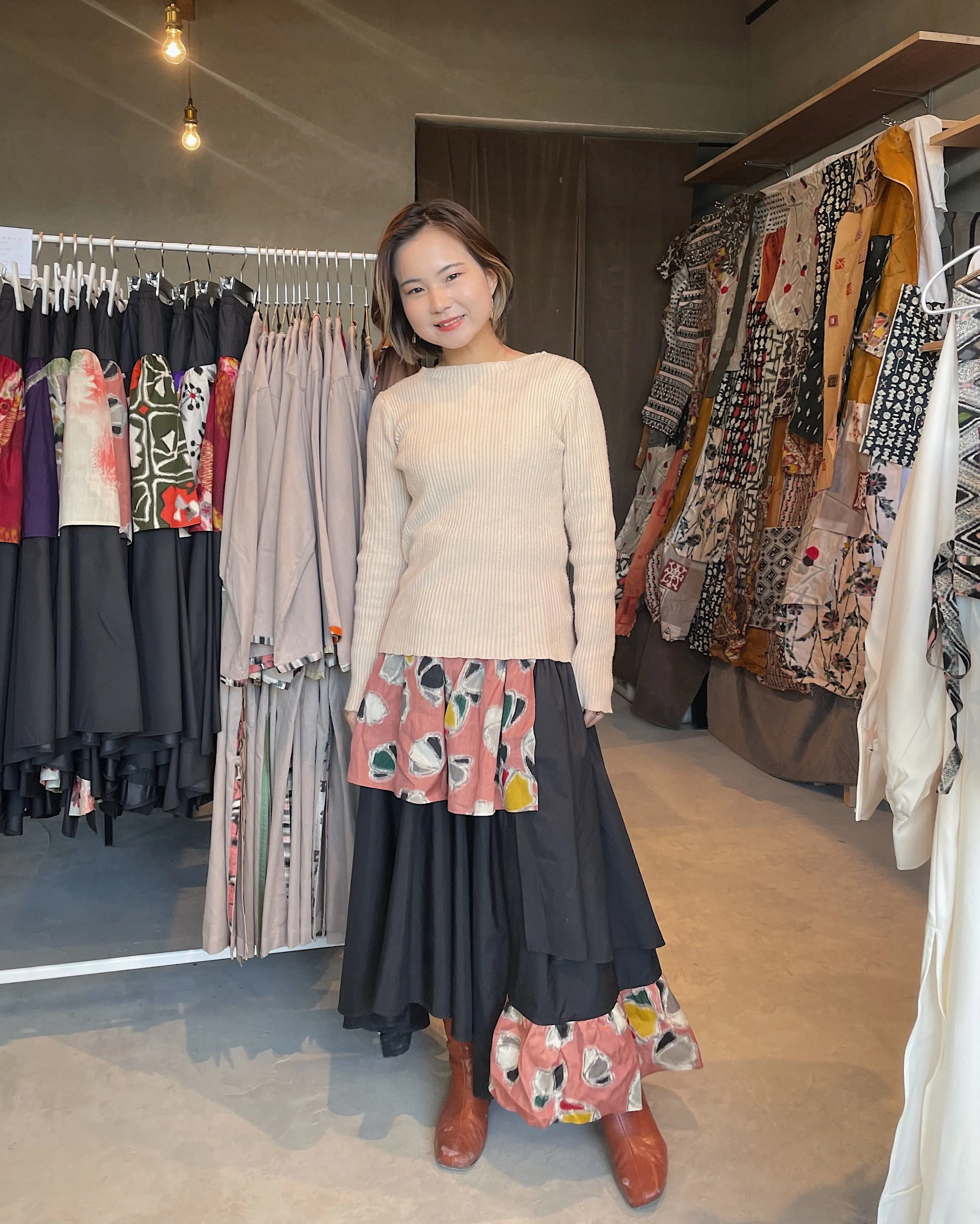 Meisen Layered Skirt Salmon Pink