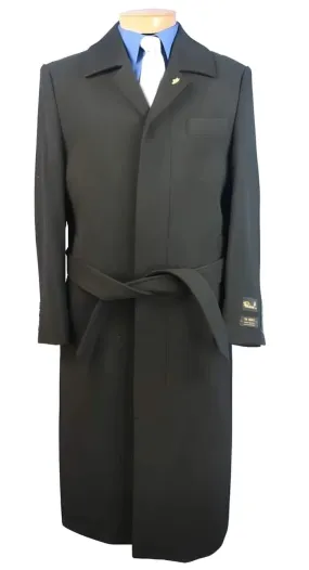 Mens Black Overcoat - Aero Dark color black Full Length Wool fabric Blend Long men's Dress Topcoat - Winter coat men's Overcoat