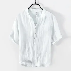 Men's Linen Henley Shirt